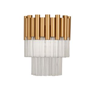 Quintessa 1 Light G9 Wall Light In Gold With Crystal Rods