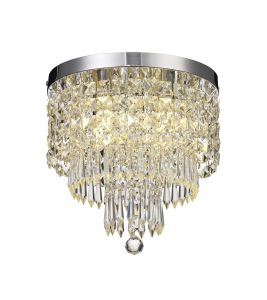 Harwell Ceiling Light, 4 x G9, IP44, Polished Chrome/Crystal