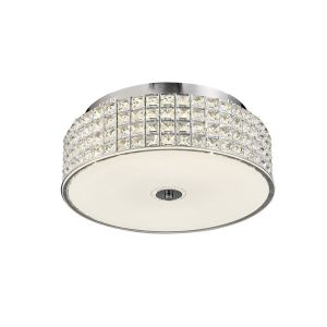 Hawthorne Round Flush Ceiling 30W 1700lm LED 4000K Polished Chrome/Silver/Crystal, 3yrs Warranty