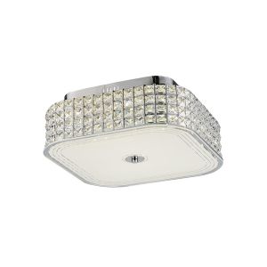 Hawthorne Square Flush Ceiling 30W 1450lm LED 4000K Polished Chrome/Silver/Crystal, 3yrs Warranty