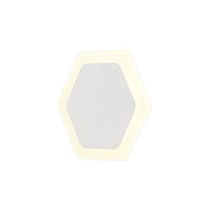 Horsley Magnetic Base Wall Lamp, 12W LED 3000K 498lm, 15/19cm Horizontal Hexagonal Centre, Sand White/Acrylic Frosted Diffuser