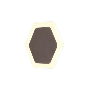 Horsley Magnetic Base Wall Lamp, 12W LED 3000K 498lm, 15/19cm Horizontal Hexagonal Centre, Coffee/Acrylic Frosted Diffuser