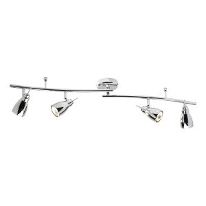 Houston 4 Light GU10 Polished Chrome Linear Bar Spotlight With Directional Swivel Heads & Positionable Arms