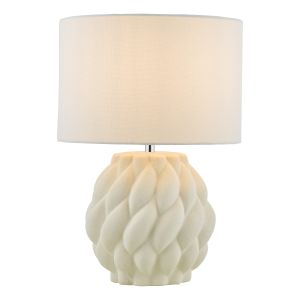 Idocorston 1 Light E27 White Ceramic Table Lamp With Inline Switch C/W White 30cm Drum Shade