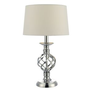 Iffley 1 Light E14 Polished Chorme 3 Stage Small Touch Table Lamp C/W Ivory Faux Silk Shade