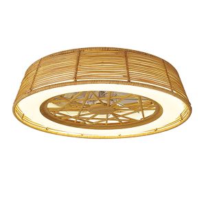 Indonesia 63cm 70W LED Dimmable Ceiling Light With Built-In 35W DC Reversible Fan, Beige Rattan, 4200lm, 5yrs Warranty