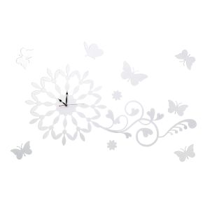 (DH) Infinity Butterfly Wall Art Clock White/Crystal