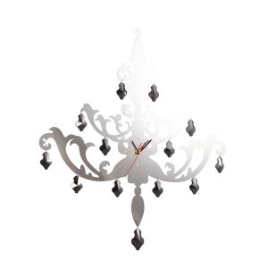 (DH) Infinity Chandelier Clock Stainless Steel/Smoked Crystal/Clear Crystal
