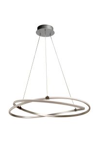 Infinity 51cm Pendant 42W LED 3000K, 3400lm, Silver/Polished Chrome/White Acrylic, 3yrs Warranty