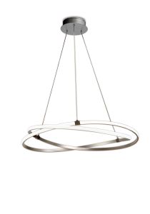 Infinity 71cm Pendant 60W LED 3000K, 4500lm, Dimmable Silver/Polished Chrome/White Acrylic, 3yrs Warranty