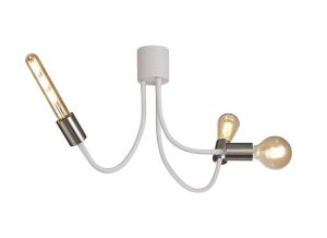 Issa Flexible Ceiling 3 Light E27 Satin White/Satin Nickel