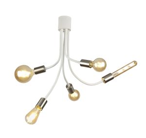 Issa Flexible Ceiling 5 Light E27 Satin White/Satin Nickel