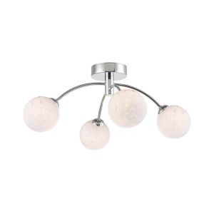 Izzy 4 Light G9 Polished Chrome Semi Flush Ceiling Light C/W White Confetti Glass Shades