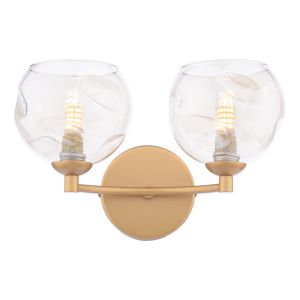 Izzy 2 Light G9 Matt Gold Wall Light C/W Champagne Organic Glass Shades