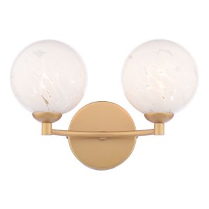 Izzy 2 Light G9 Matt Gold Wall Light C/W White Confetti Glass Shades