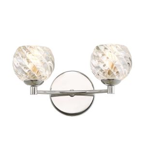 Izzy 2 Light G9 Polished Chrome Wall Light C/W Clear Twisted Style Open Glass Shade