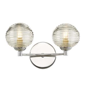 Izzy 2 Light G9 Polished Chrome Wall Light C/W Clear Closed Ribbed Glass Shade