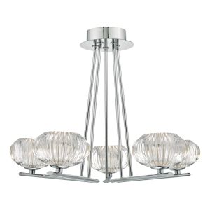 Jensine 5 Light Semi Flush Polished Chrome/Clear Glass Finish