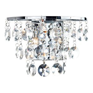 Jester Double Wall Light Crystal/Polished Chrome Finish Switched