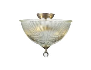 Jodel 2 Light Semi Flush Ceiling E27 With Dome 38cm Glass Shade Satin Nickel/Clear