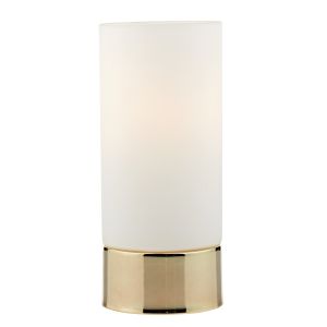 Jot 1 Light E14 Gold 3 Stage Touch Table Lamp With Cylindrical Opal Glass Shade