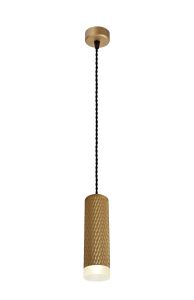 Jovis 1 Light 20cm Pendant Light GU10, Champagne Gold/Acrylic Ring