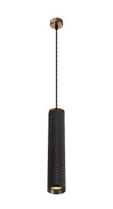 Jovis 1 Light 30cm Pendant Light GU10, Rose Gold/Sand Black