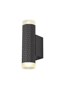 Jovis 2 Light Wall Lamp GU10, Sand Black/Acrylic Rings