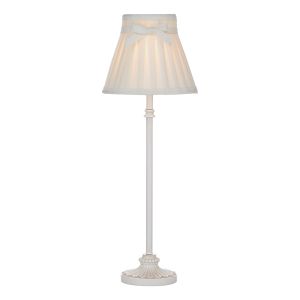 Judy 1 Light E14 Ccrain Table Lamp With Inline Switch C/W Creasm Linen Pleated Shade With Bow Trim Detail