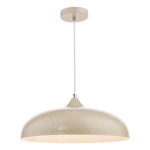 Kablooma 1 Light E27 Taupe Adjustable Curved Dome Pendant With White Inner
