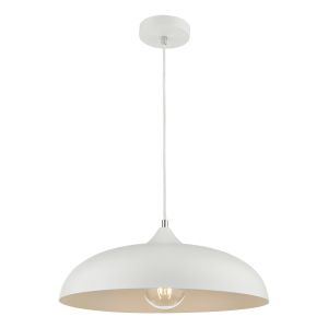 Kablooma 1 Light E27 White Adjustable Curved Dome Pendant With White Inner