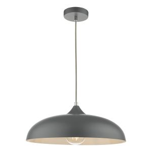 Kablooma 1 Light E27 Graphite Adjustable Curved Dome Pendant With White Inner