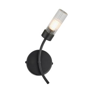Kasjovis Right Wall Lamp, 1 Light G9, IP44, Satin Black/Clear Glass
