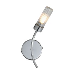 Kasjovis Right Wall Lamp, 1 Light G9, IP44, Polished Chrome/Clear Glass