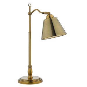 Kempten 1 Light E14 Antique Brass Adjustable Table Lamp With Inline Switch