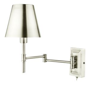 Kensington 1 Light E14 Polished Nickel Swing Arm Wall Light C/W Shade