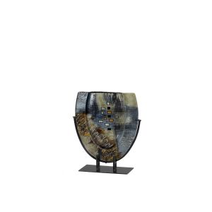 (DH) Kiana Glass Art Vase With Stand Blue/Multi-Colour