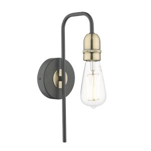 Kiefer 1 Light E27 Black & Antique Brass Single Wall Light