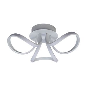 Knot Blanco Ceiling 48cm Round 3 Looped Arms 36W LED 4000K, 2520lm, White/Frosted Acrylic, 3yrs Warranty