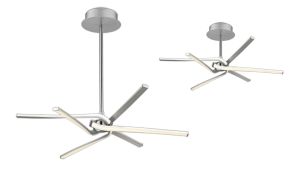 Knot Telescopic\Semi Flush 45W LED Curved Arms 3000K, 3150lm, Silver/Frosted Acrylic/Polished Chrome, 3yrs Warranty