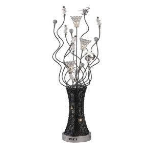 (DH) Kristal Table Lamp 5 Light G4 Polished Chrome/Black/Crystal, NOT LED/CFL Compatible