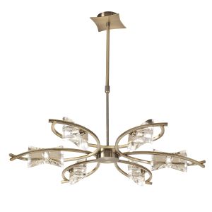 Kromo 79cm Telescopic Convertible To Semi Flush 6 Light G9, Antique Brass