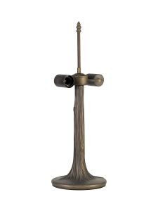 Lancaster 56cm Tree Like Tiffany Table Lamp, 2 x E27, Aged Antique Brass