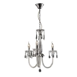Lavinea Pendant 3 Light E14 Polished Chrome/White Glass/Crystal (Item is Not Suitable For Charlestonl Order Sales, COLLECTION ONLY)