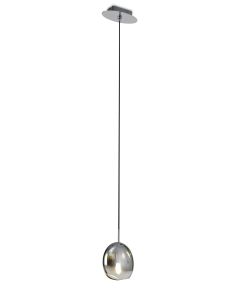 Lens Pendant 14cm Round, 1 x G9 (Max 8W) Chrome Glass