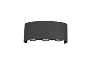 Leoni Up & Downward Lighting Wall Light, 6W LED 3000K, Anthracite, 500lm, IP54, 3yrs Warranty