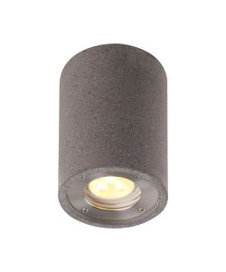 Levi 9cm Round Spotlight, 1 x GU10 (Max 12W), IP65, Grey Concrete, 2yrs Warranty