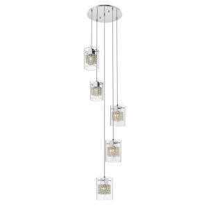 Ginerve 5 Light G9 Adjustable Pendant Polished Chrome