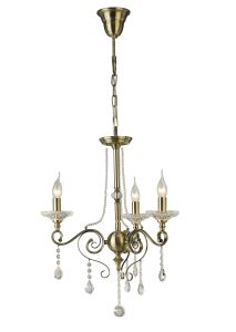 Libra Pendant 3 Light E14 Antique Brass/Crystal