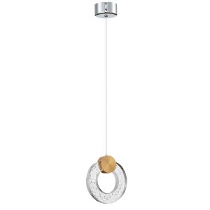 Caretti 1 Light 4W Integrated LED Single Adjustable Pendant In Gold & Polished Chrome